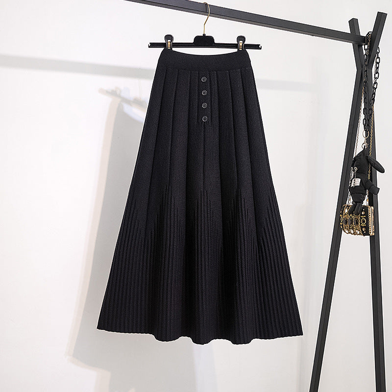 Damen Eleganter Plissee-Rock mit Knopfdetails Echo Archiv