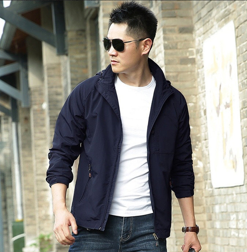 Herren leichter winddichter Shell‑Hoodie mit Mesh‑Futter, Kapuze und verstellbarem Saum Echoarchiv