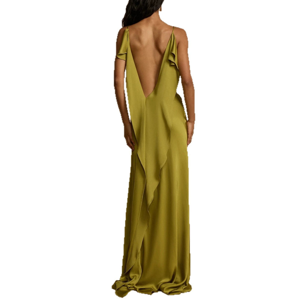 Damen Elegantes Maxikleid mit tiefem Ausschnitt und seitlichem Schlitz Echo Archiv