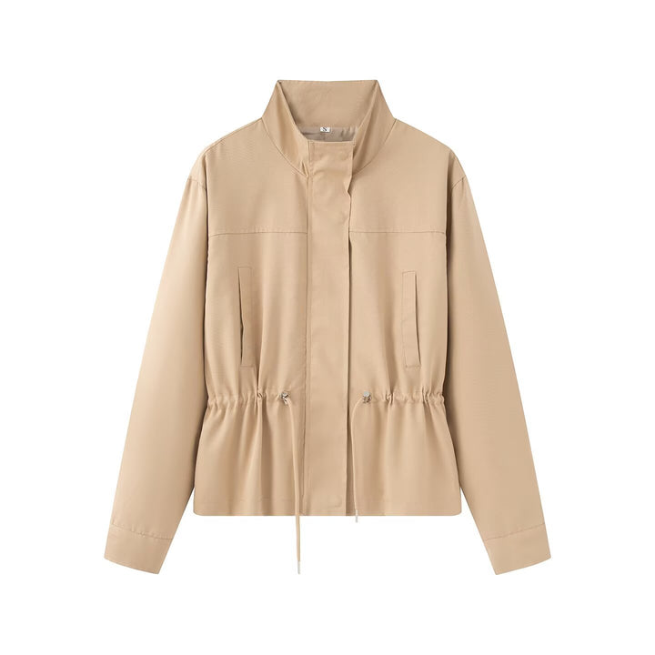 Damen Leichte Wind- und Regenjacke mit Tunnelzug-Taille und Stehkragen Echo Archiv