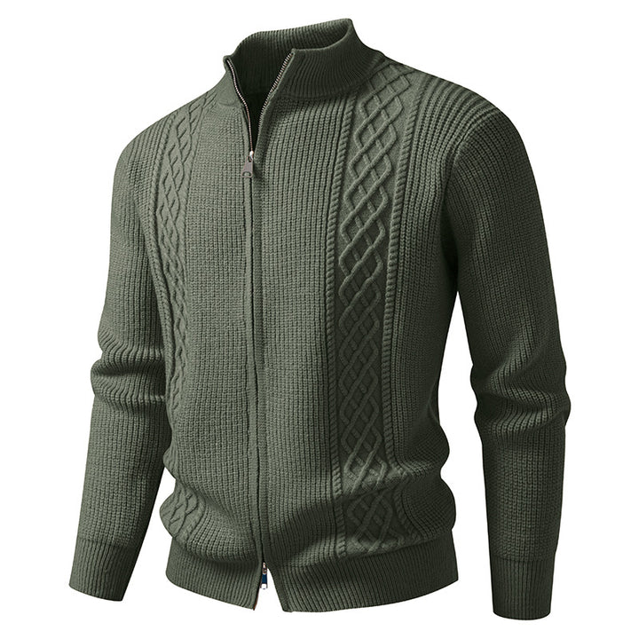 Herren nan Zip-Strickjacke mit dekorativem Zopfmuster, Stehkragen und elastischen Bündchen Echo Archiv