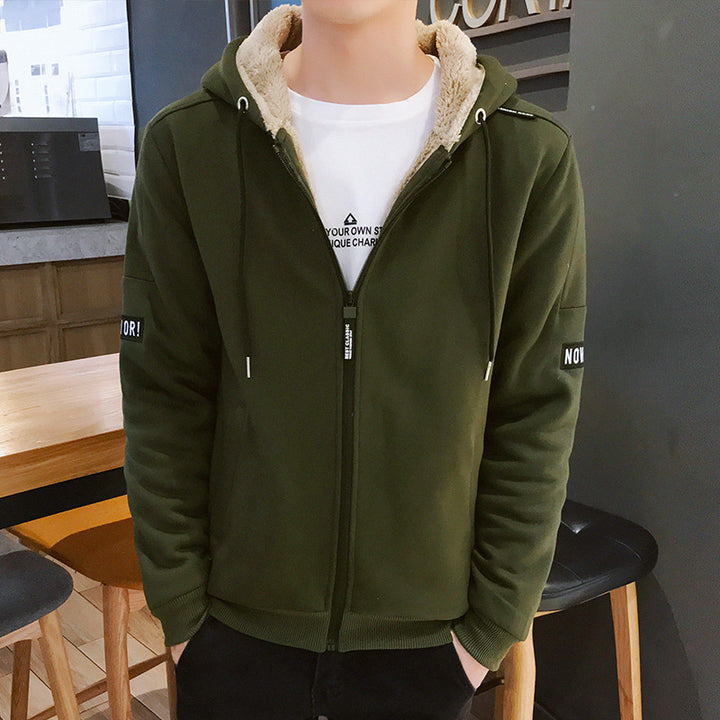 Herren Urbaner Zip‑Hoody mit Teddyfutter, Stehkragen‑Kapuze & gerippten Bündchen Echoarchiv