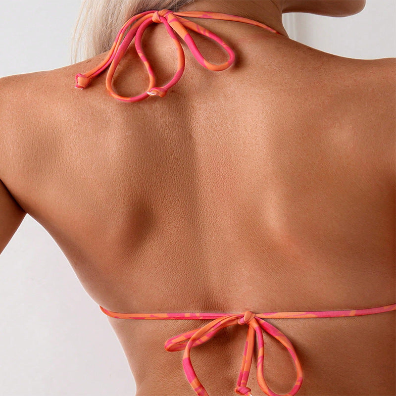 Damen Triangel-Bikini mit verstellbaren Bindebändern und floralem Design Echo Archiv