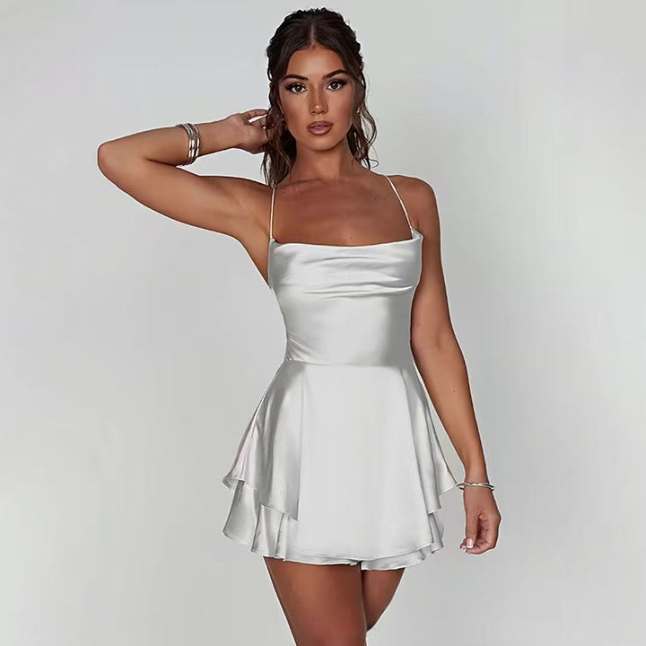 Damen Charmantes Minikleid mit Schichten und Spaghettiträgern Echo Archiv
