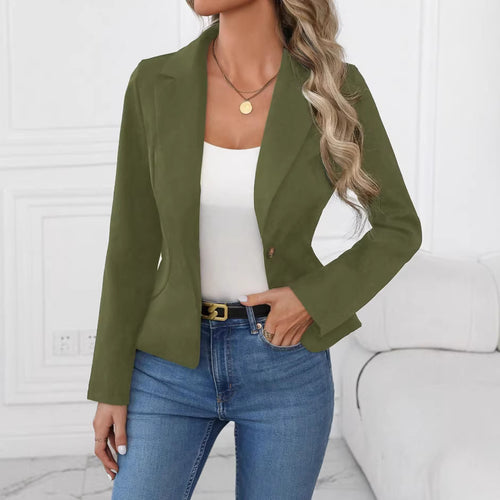 Damen taillierter Ein-Knopf-Blazer mit Reverskragen und Eingrifftaschen – Valéne