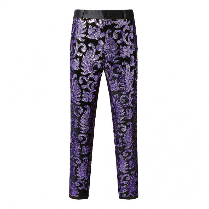 Herren Elegante Paillettenhose mit floralem Design Echoarchiv