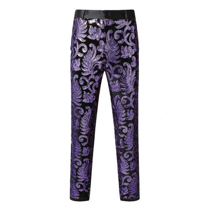 Herren Elegante Paillettenhose mit floralem Design Echoarchiv