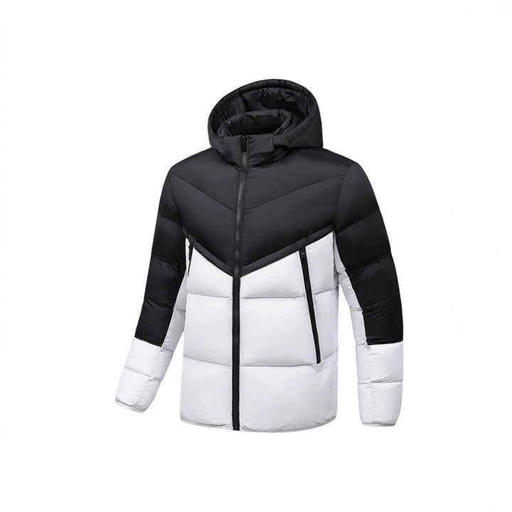 Herren Leichte Daunenoptik-Steppjacke mit Kapuze, winddichter Thermoisolierung und vertikalen Reißverschlusstaschen Echoarchiv