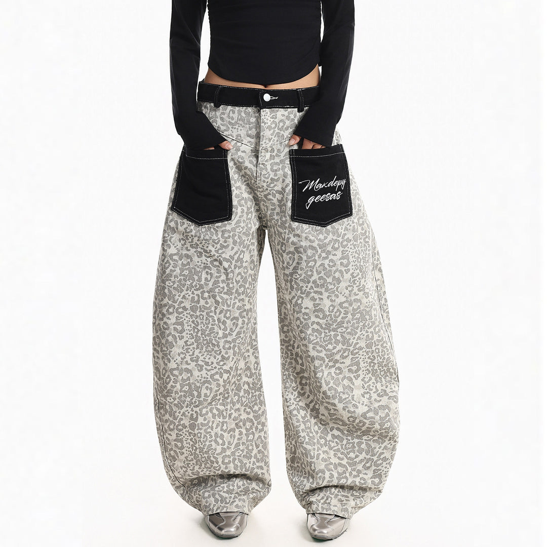 Damen Weitgeschnittene Hose mit Tierfell-Muster Echoarchiv