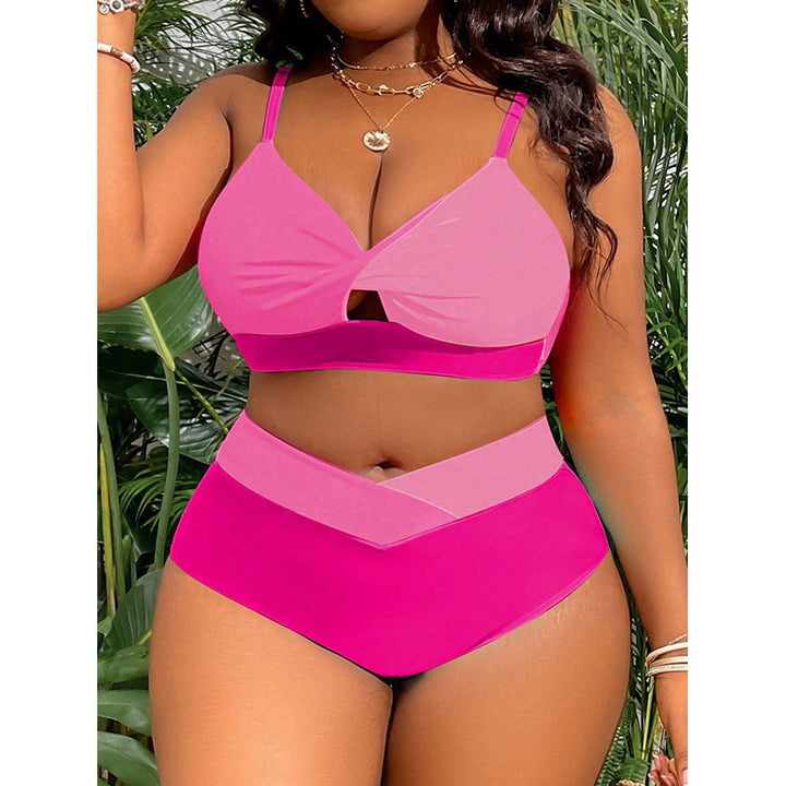 Damen Hochgeschnittener Bikini mit kreativem Farbblock-Design Echo Archiv