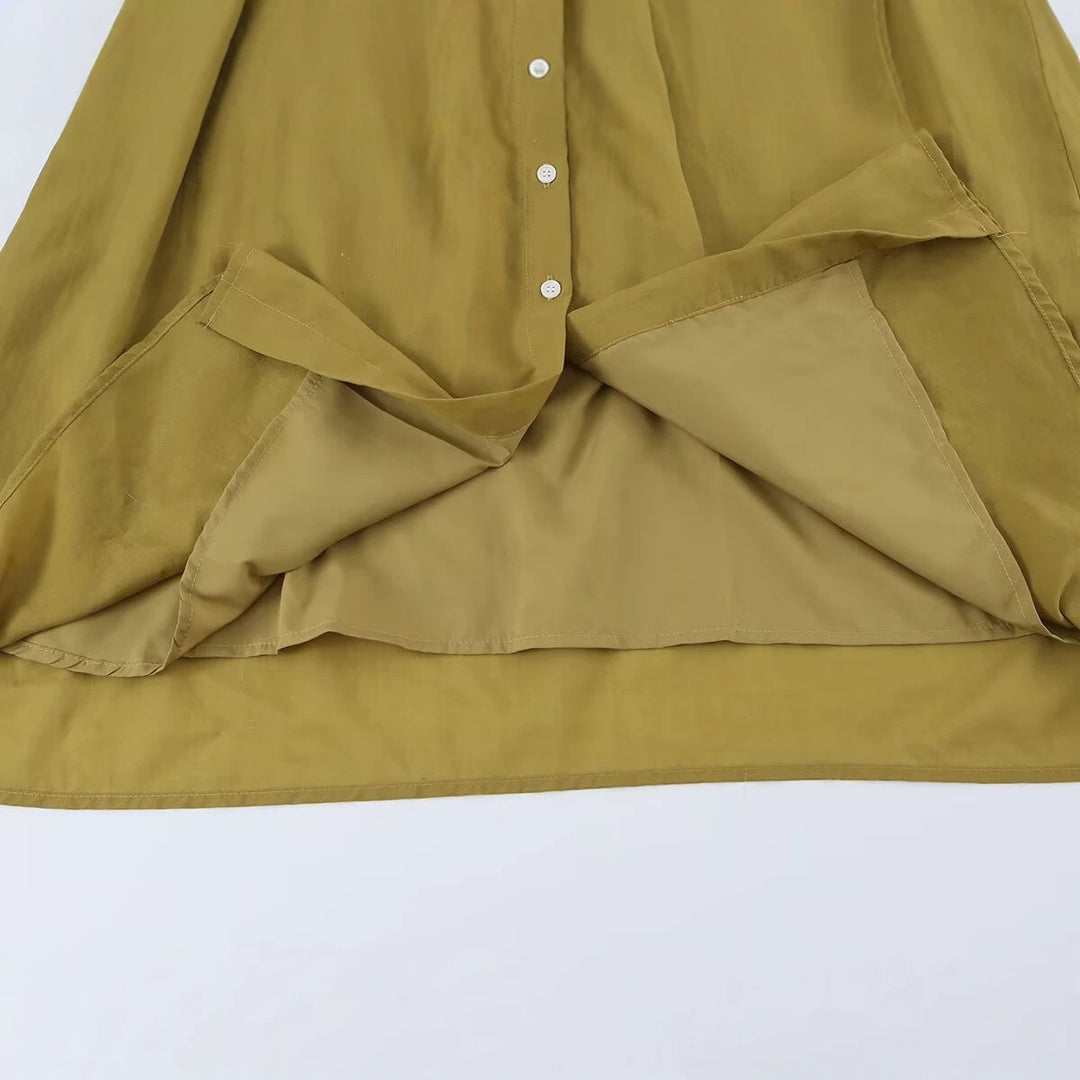 Damen Ärmelloses Hemdblusenkleid mit Kellerfalten, durchgehender Knopfleiste und Taillengürtel Echoarchiv