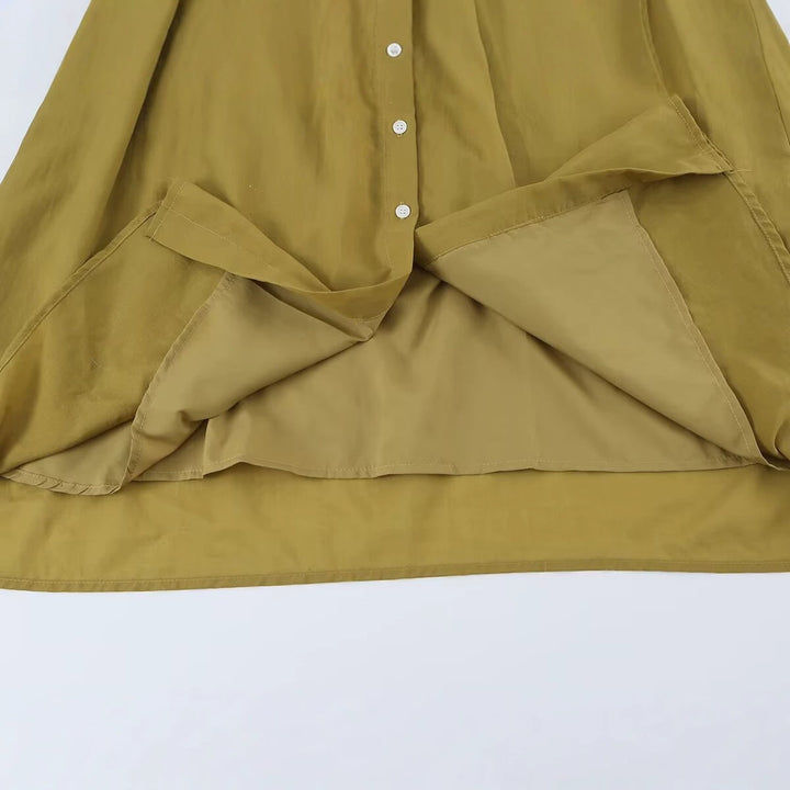 Damen Ärmelloses Hemdblusenkleid mit Kellerfalten, durchgehender Knopfleiste und Taillengürtel Echoarchiv