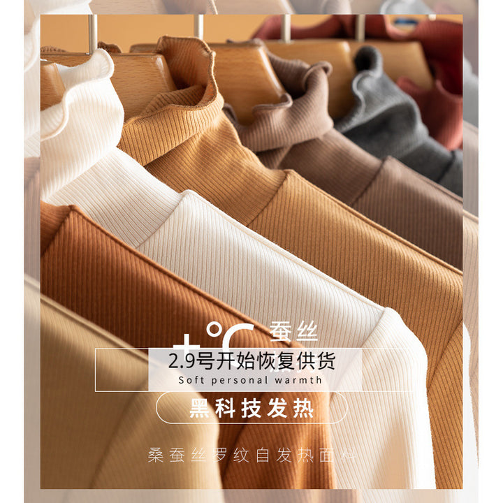 Damen Feines Ripp-Langarmshirt mit Rollkragen und Volantkanten Echo Archiv