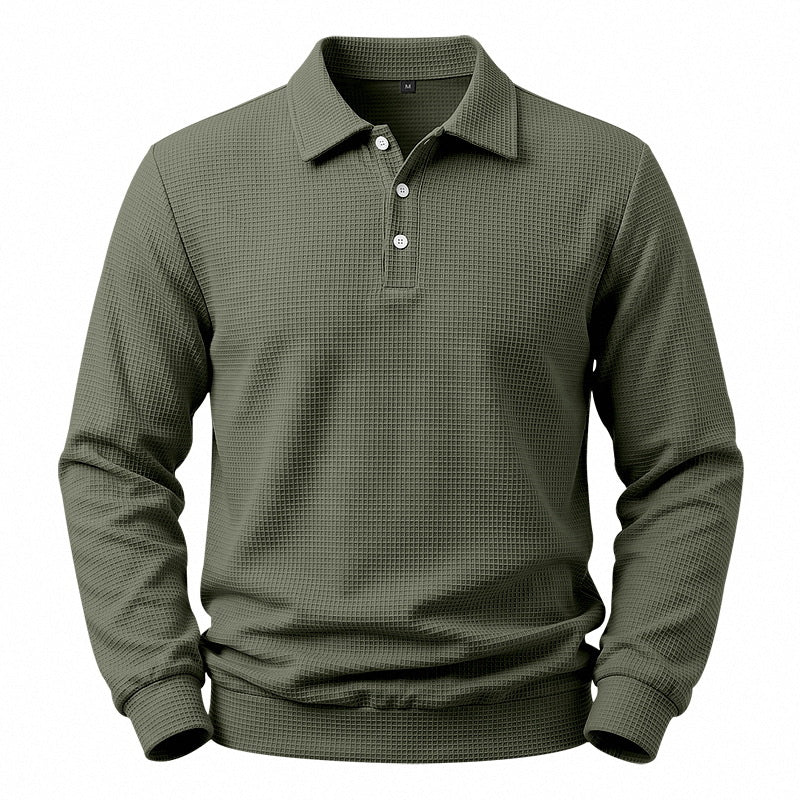 Herren Langarm-Poloshirt mit Waffelstruktur und Baumwollmix Echoarchiv