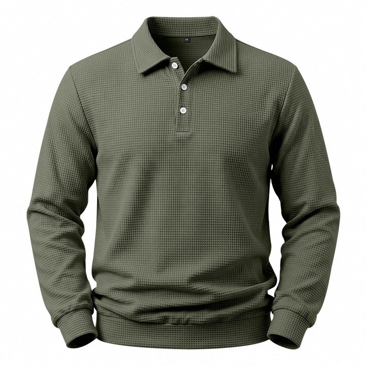 Herren Langarm-Poloshirt mit Waffelstruktur und Baumwollmix Echoarchiv