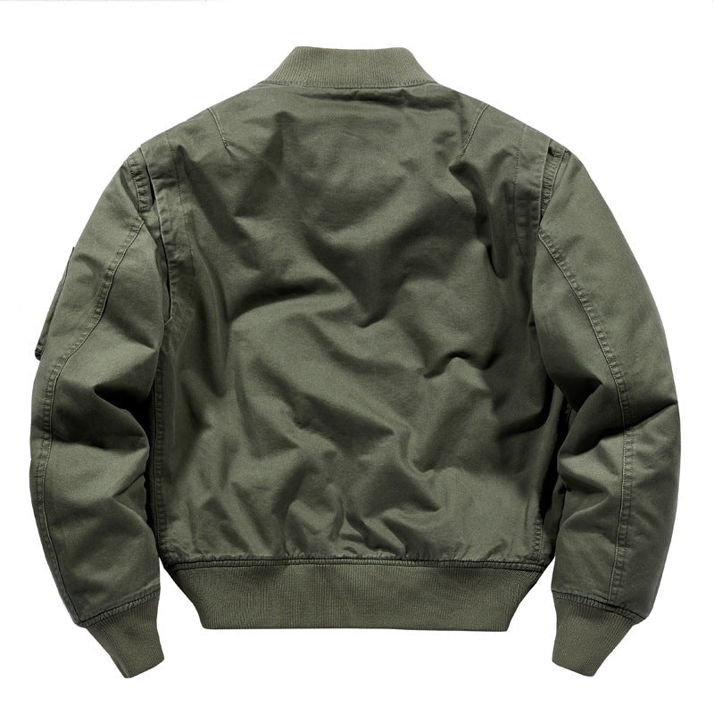 Herren Kurz geschnittene Canvas‑Bomberjacke mit oversized Pattentaschen und Ärmel‑Utilityfach – Brevano