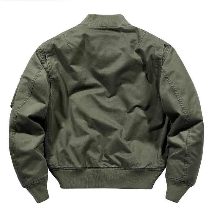 Herren Kurz geschnittene Canvas‑Bomberjacke mit oversized Pattentaschen und Ärmel‑Utilityfach – Brevano