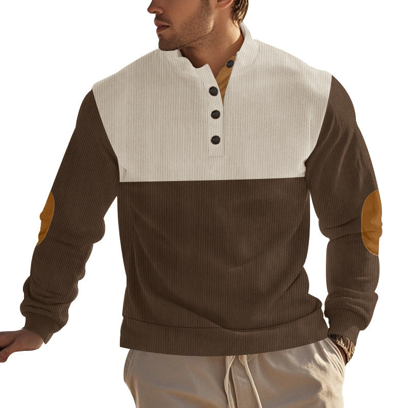 Herren modischer Stehkragen-Pullover mit eleganten Knöpfen Echoarchiv