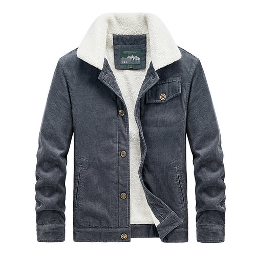 Herren Cord‑Blouson mit durchgehendem Sherpa‑Innenfutter und Umlegekragen – Taviero