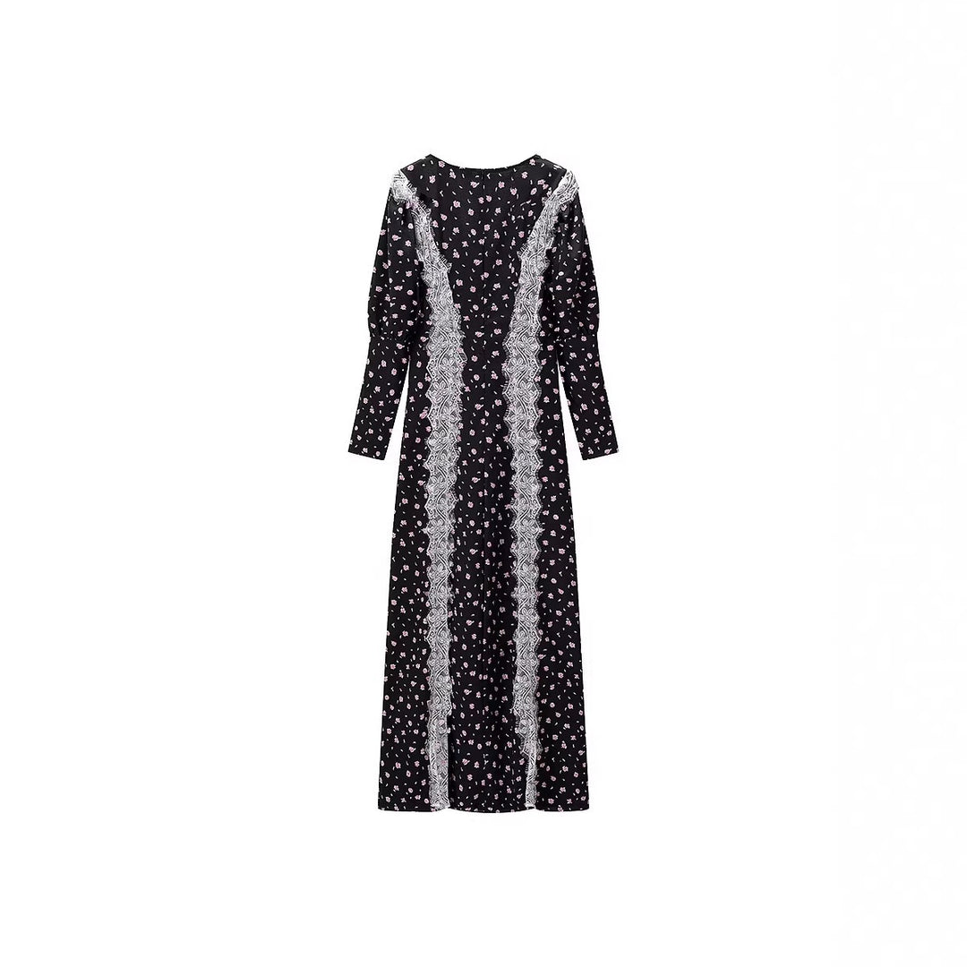 Damen Maxikleid mit Spitzenbesatz und floralem Alloverprint Echo Archiv
