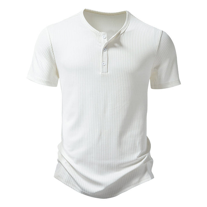 Herren Kurzarm-Henley-Shirt mit strukturiertem Design Echoarchiv