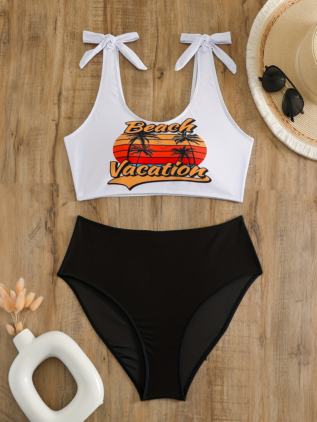 Damen Crop-Top-Bikini-Set mit verspielten Schleifen Echo Archiv