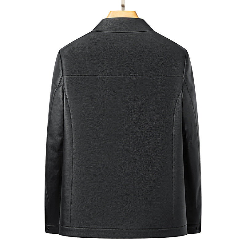 Herren lässige Lederjacke mit praktischen Brusttaschen Echoarchiv