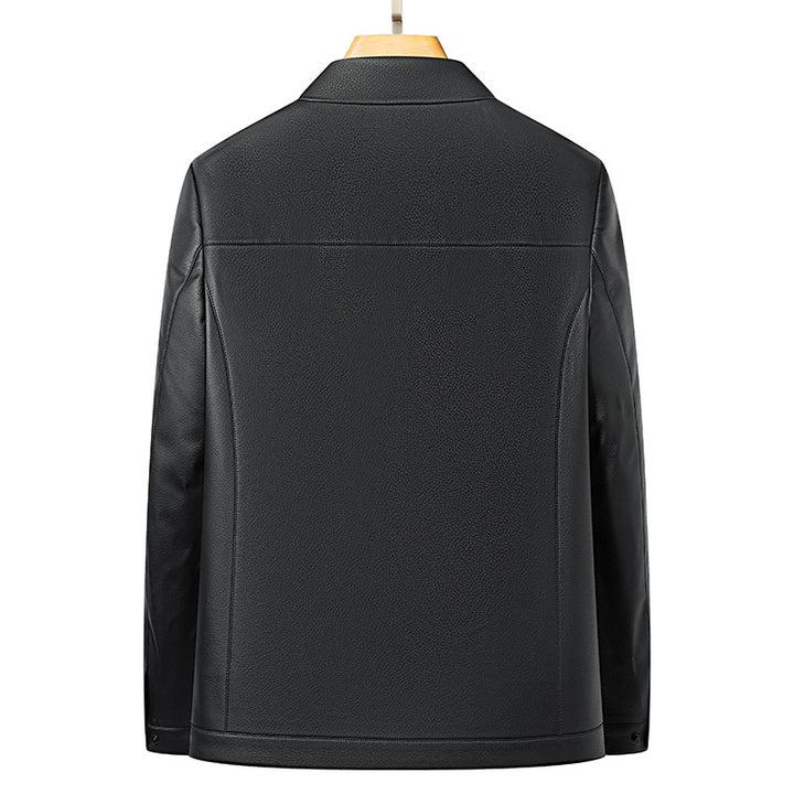 Herren lässige Lederjacke mit praktischen Brusttaschen Echoarchiv