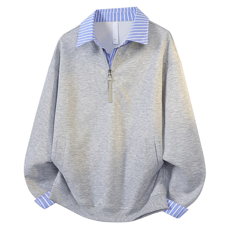 Damen Oversize-Sweatshirt mit Hemdkragen & Halbzip im Lagenlook Echoarchiv