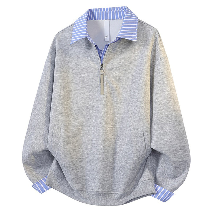 Damen Oversize-Sweatshirt mit Hemdkragen & Halbzip im Lagenlook Echoarchiv