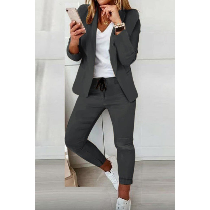 Damen Zweiteiliges Stretch-Jersey-Blazer-Set mit Kordelzug-Jogginghose Echo Archiv