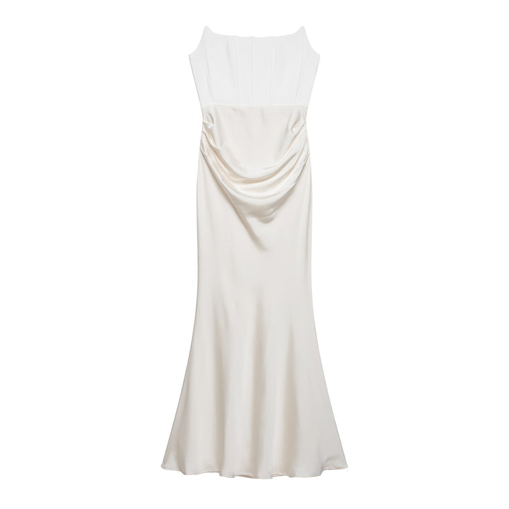 Damen langes Satin Abendkleid mit elegantem Drapé Echo Archiv