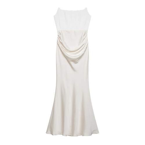 Damen langes Satin Abendkleid mit elegantem Drapé Echo Archiv