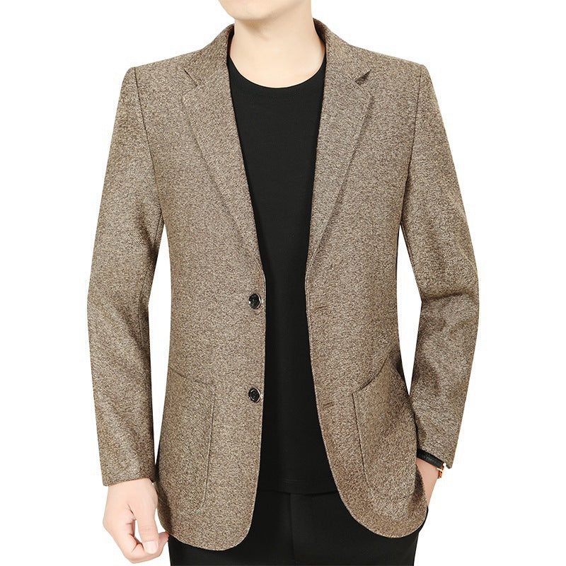 Herren Kariertes Slim-Fit Sakko mit strukturiertem Wollmix und aufgesetzten Taschen – Tianoro