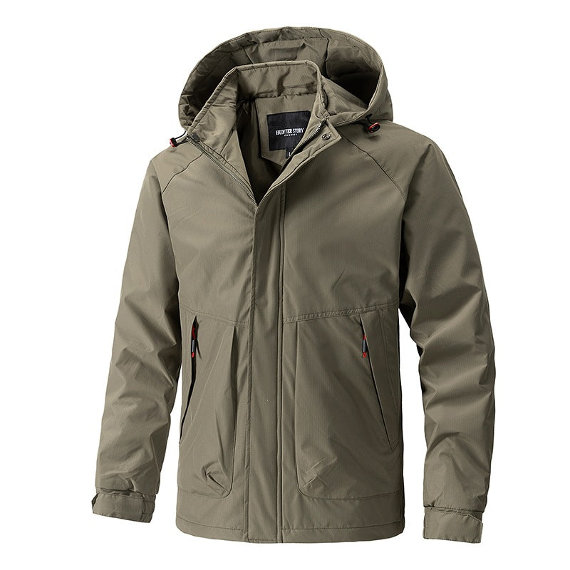 Herren Wasserabweisende Kapuzen‑Übergangsjacke mit Thermofutter, Utility‑Taschen & verstellbaren Manschetten Echoarchiv