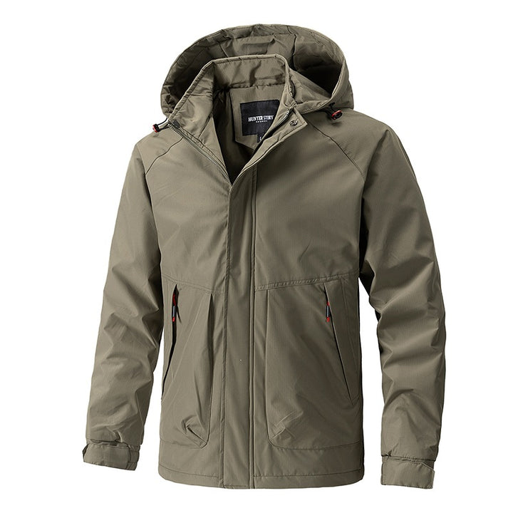 Herren Wasserabweisende Kapuzen‑Übergangsjacke mit Thermofutter, Utility‑Taschen & verstellbaren Manschetten Echoarchiv
