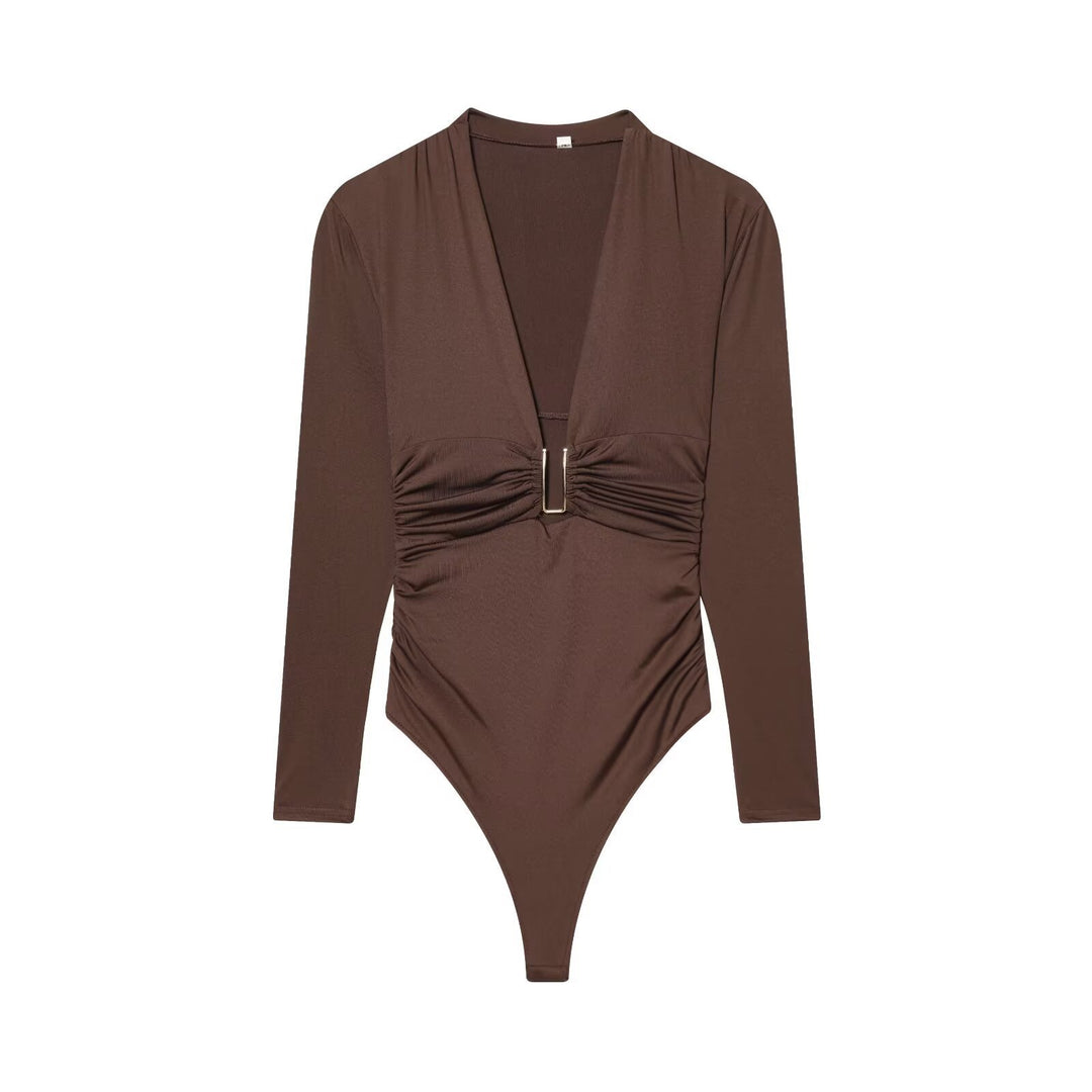 Damen Body mit elegantem V-Ausschnitt und dezenter Raffungsdetail Echo Archiv