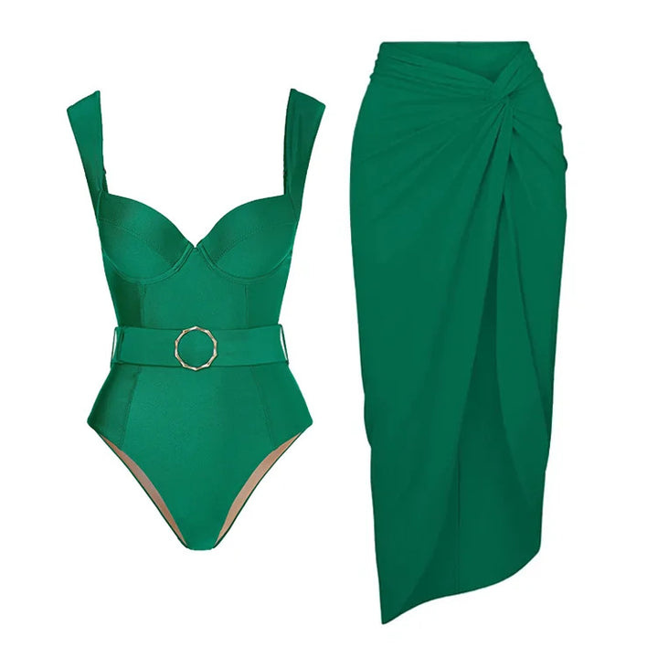 Damen Bademode Set mit Drapierung und Gürtel Echo Archiv