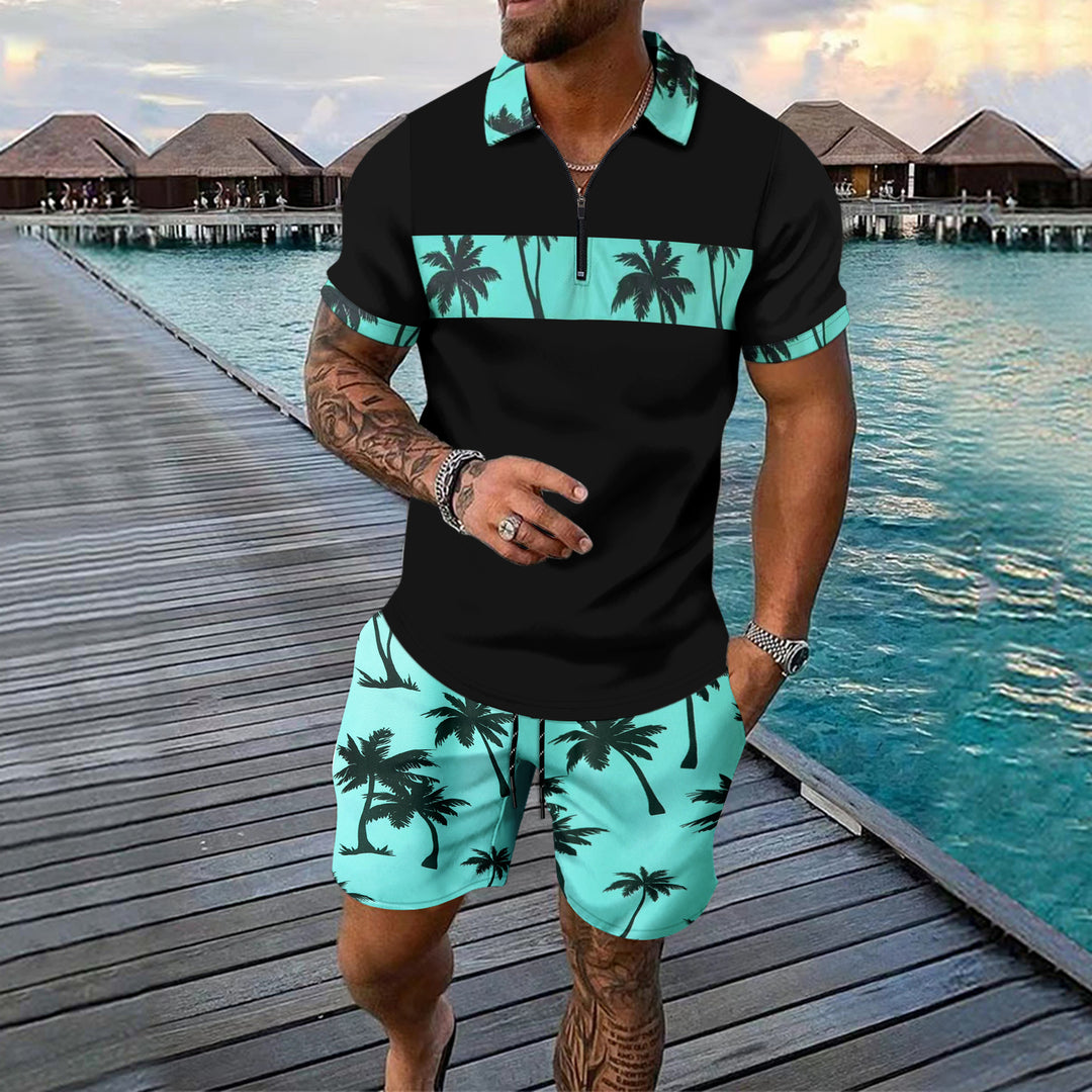 Herren elegant geschnitztes Polohemd mit Shorts Echoarchiv