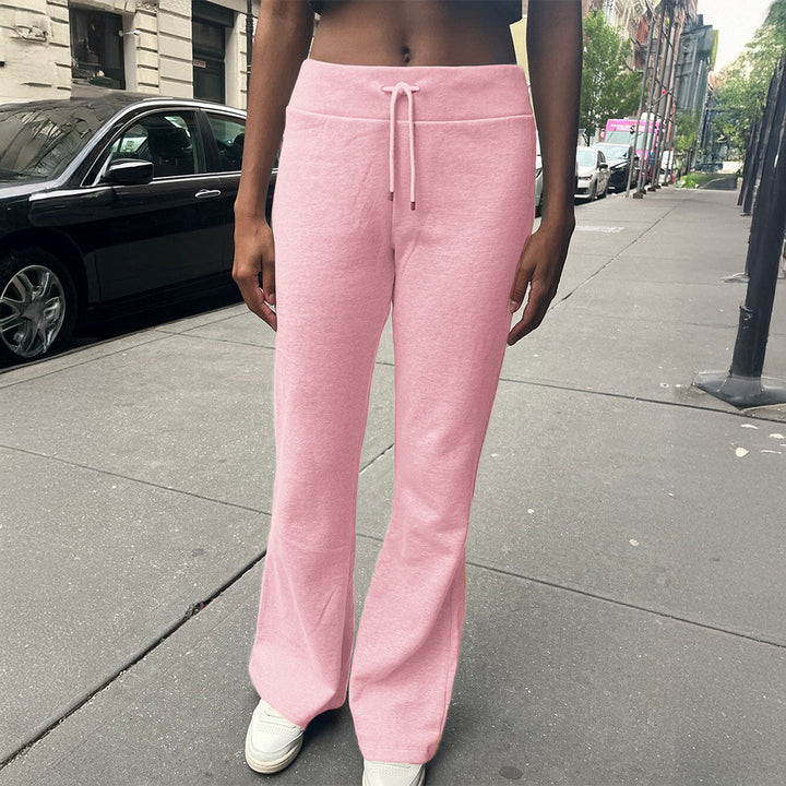 Damen Hochbund Loungehose mit Kordelzug, ausgestelltem Bein und weichem Sweatmaterial – Avélisse