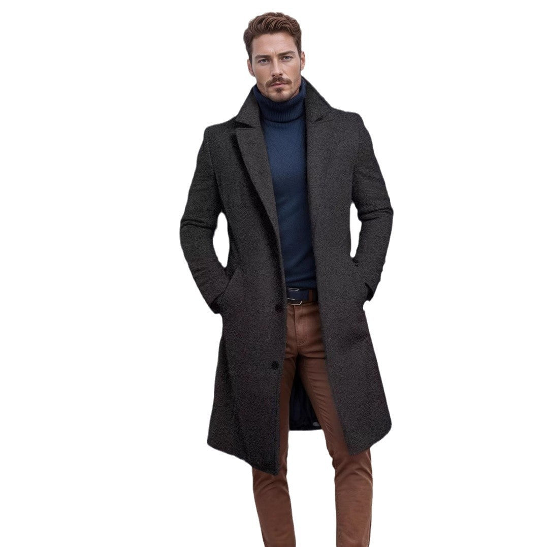 Herren nan langer Wollmixmantel mit Boucléstruktur, taillierter Silhouette und klassischem Revers Echo Archiv