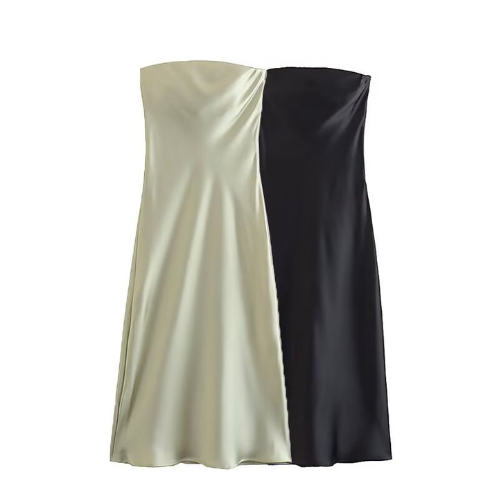 Damen langes Abendkleid im eleganten Satin-Look mit trägerlosem Design Echo Archiv