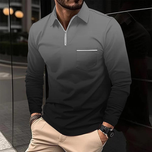 Herren Langarmshirt mit modernem Reißverschluss und praktischem Brusttasche Echoarchiv