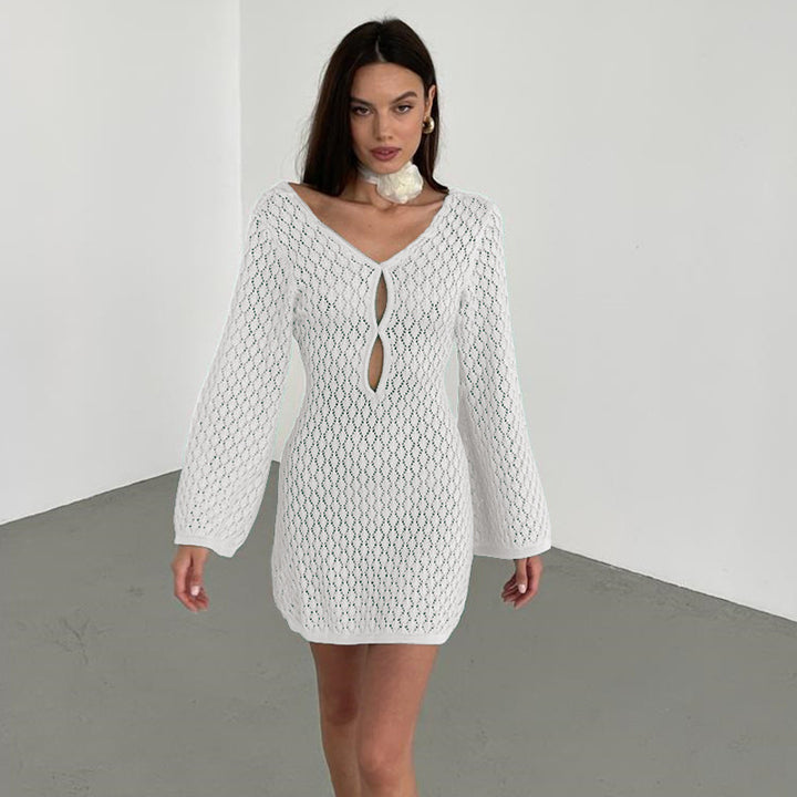 Damen elegantes Häkelkleid mit tiefem Ausschnitt Echo Archiv