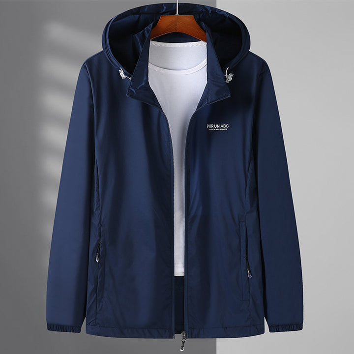 Herren Ultraleichte Packbare Kapuzen-Outdoorjacke mit Zwei-Wege-Reißverschluss – Taviero