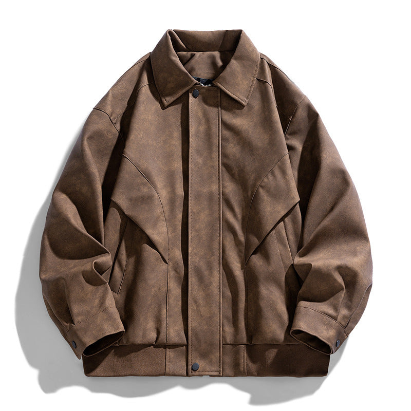 Herren Designer Kunstlederjacke mit strukturiertem Kragen Echo Archiv