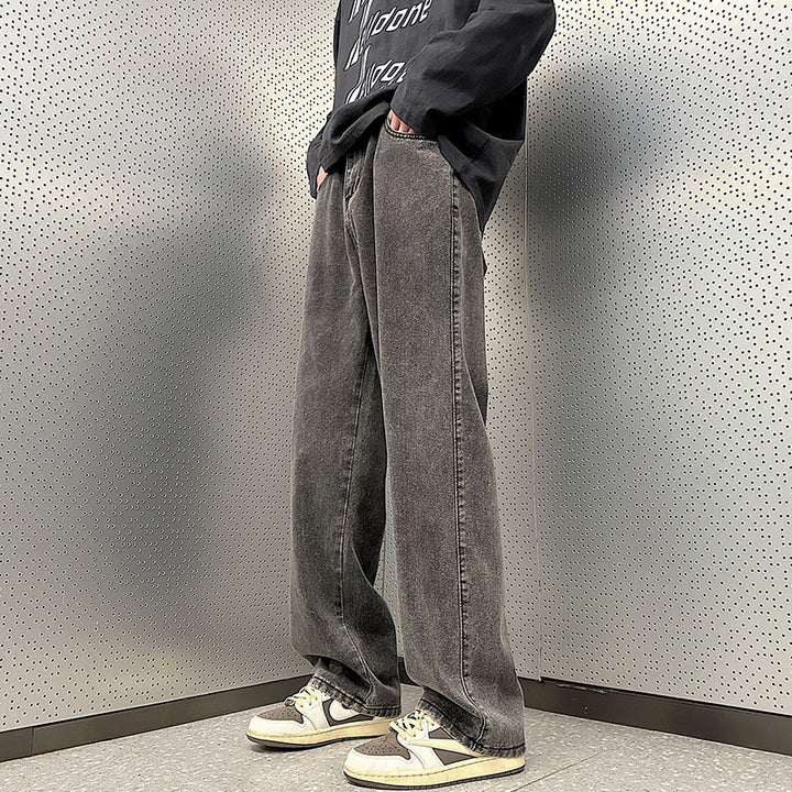 Herren Weite Vintage-Denim-Hose im Baggy‑Straßenstyle mit vorderer Bügelfalte Echo Archiv