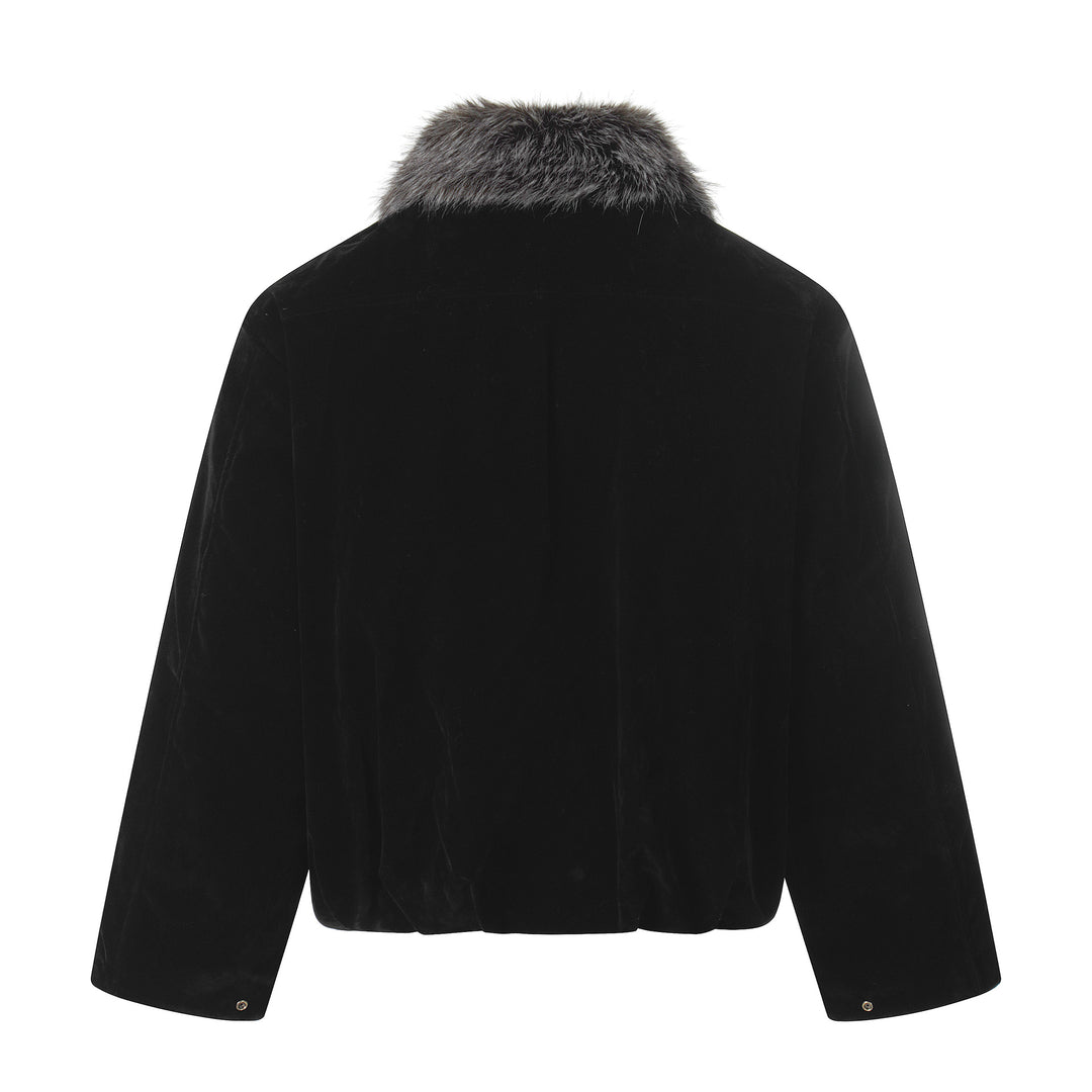 Herren Wildleder‑Bomberjacke mit abnehmbarem Faux‑Fur‑Kragen und Tunnelzug Echoarchiv