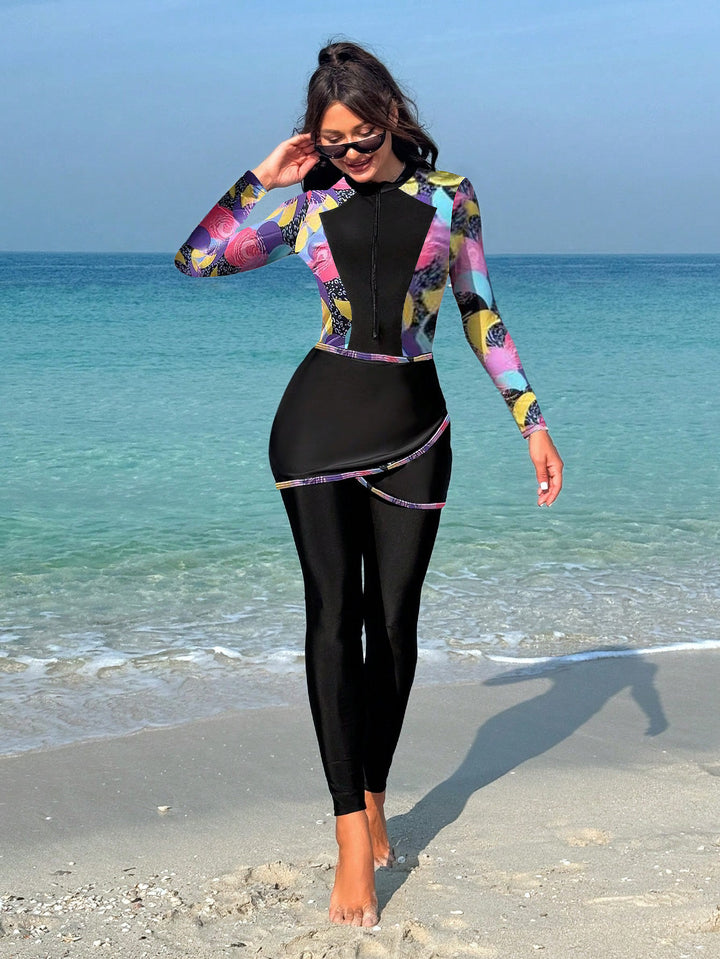Damen modischer Langarm-Surfsuit mit Wickeldesign Echo Archiv
