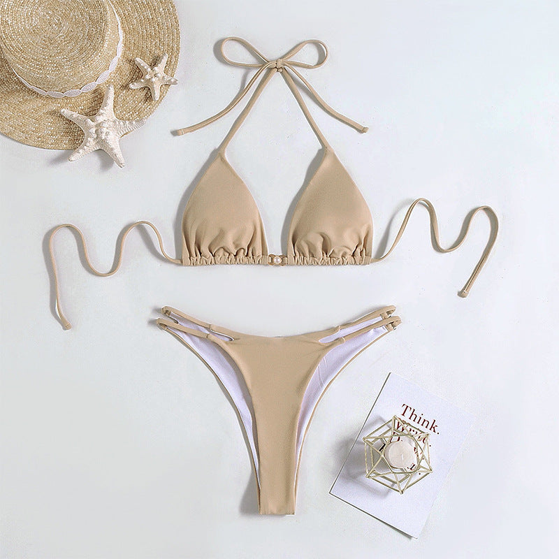 Damen Triangel-Bikini mit verstellbaren Trägern und tiefem Slipschnitt Echo Archiv